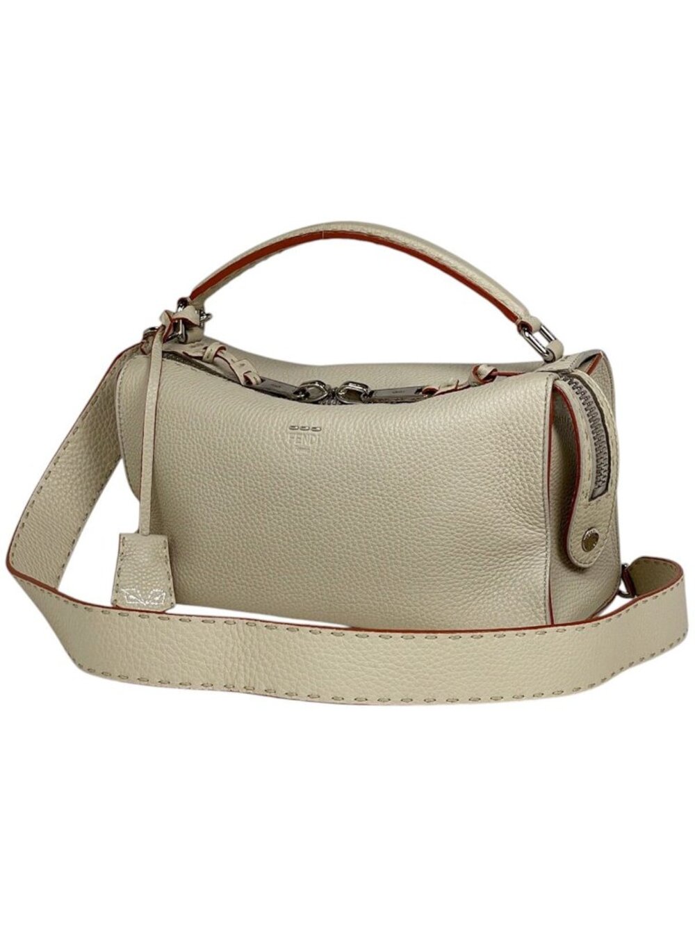 Fendi Handbag Selleria Ray 2-Way Leather White
